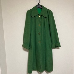 レトロ ヴィンテージ レディース ロングコート グリーン 美品 昭和