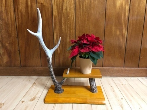 【エゾシカ角】ハンドメイド花台