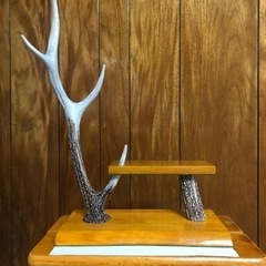 【エゾシカ角】ハンドメイド花台の画像