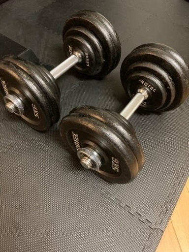中古【IROTEC(アイロテック)】アイアン ダンベル60KGセット（片手30kg×2個) 【スチールダンベル】筋トレ ベンチプレス 鉄アレー 鉄アレイ 可変式 トレーニング器具
