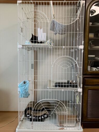 アイリスプラザ 猫用3段ケージ (中古)