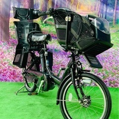 ❺ 4661子供乗せ電動自転車ブリヂストン3人乗り新品20インチ良好バッテリーの画像
