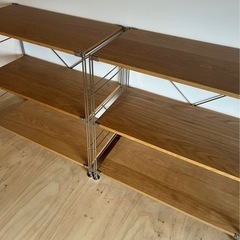 送料込み 無印良品 ステンレスユニットシェルフ オーク材 x2の画像