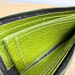 ペレボルサ　PELLE BORSA　L字ファスナー　長財布　レザー　グリーンの画像