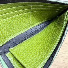 ペレボルサ　PELLE BORSA　L字ファスナー　長財布　レザー　グリーンの画像