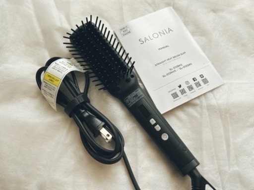 サロニア　ストレートヒートブラシ　スリム黒　保証書あり　ヘアアイロン