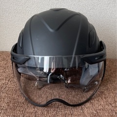 バイク　ハーフヘルメット　マットブラック　シールド付