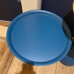 コンソールテーブル（ブルー×ゴールド）高さ45cm 天板直径40cmの画像
