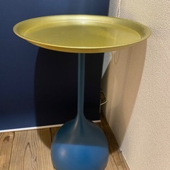 コンソールテーブル（ブルー×ゴールド）高さ61cm 天板直径40cm