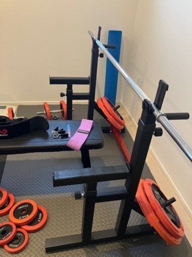 ［決定］筋トレ器具　バーベル　ベンチ　マット付き　綺麗です！