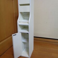 木製隙間収納 スリム ホワイト トイレラック　高さ80㎝×幅16...