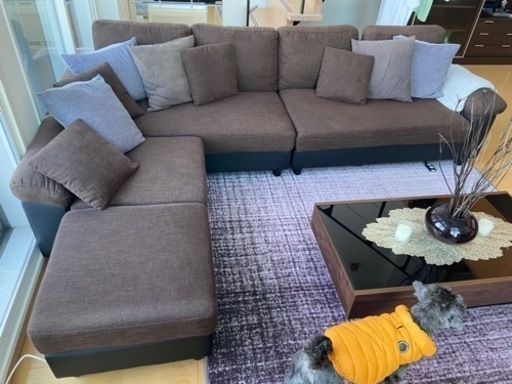 カウチソファー　大きめサイズ　ブラウン