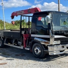 値下げしました‼️いすゞキャブオーバー4段ユニック、4t車、積載2.85t、車検有りすぐ乗れます、走行距離9.6万キロ‼️ユニックラジコン付き‼️の画像