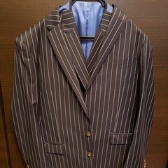 試着可能】3ピーススーツ Global Style ネイビー ストライプ BIELLESI