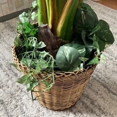 大型 フェイクグリーン 観葉植物  籠付き の画像