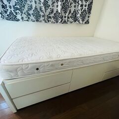 収納tシングルベッド・国産コイルマット付き【引き取り必須】の画像