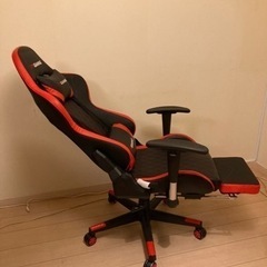 レッド PCゲーミングチェア ゲームチェアパソコンチェアーワークの画像