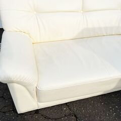 ホワイトレザー 2Pソファー 2人掛ソファー ホワイト 自社配送可能