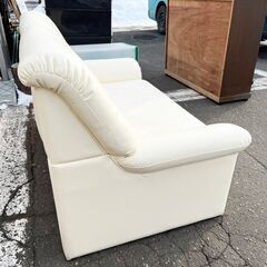ホワイトレザー 2Pソファー 2人掛ソファー ホワイト 自社配送可能