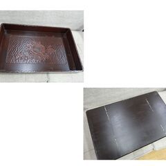 お値下げ！鎌倉彫 衣装盆 大小2個セット 乱れ箱 入れ子 古道具 浴衣入れ 着物入れ 西岡店の画像