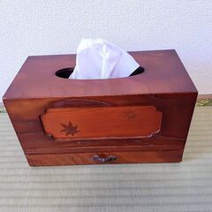 ティッシュボックス　木製　和柄　レトロ　2段　引き出し付き！