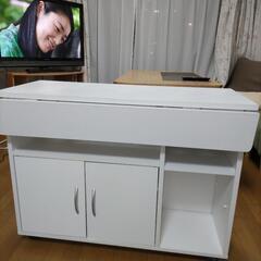 収納付きテーブル　白