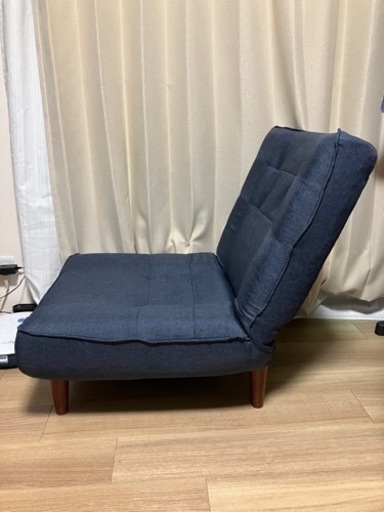 セルタン 幅約66cm1人掛け ポケットコイル デニム調インディゴブルー 背部リクライニング 日本製