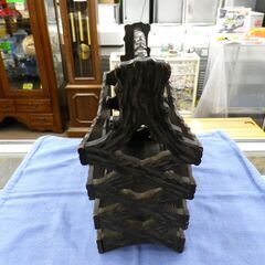 昭和レトロ マガジンラック  幅36㎝×奥行16㎝×高さ32㎝ 木製 ブラウン 収納入れ 新聞ラック 西岡店の画像