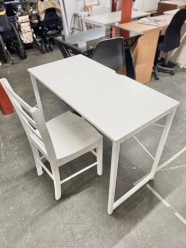 ?激安‼️ホワイトパソコンテーブルチェア付き幅95cm?