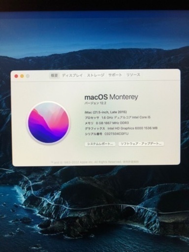 iMac 2015 21.5 SSD512GB メモリ8GB 中古美品
