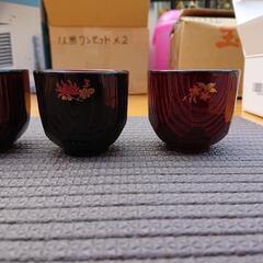 未使用 木製 漆塗り ぐい飲み5個セットの画像