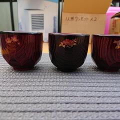 未使用 木製 漆塗り ぐい飲み5個セットの画像