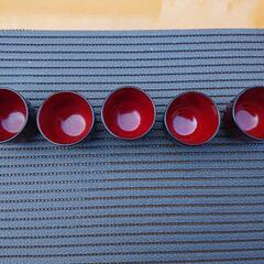 未使用 木製 漆塗り ぐい飲み5個セットの画像