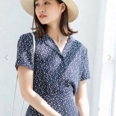 fifth レトロフラワー開襟シャツ　ネイビー　M