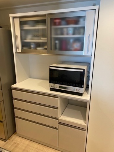 【美品】スイートデコレーション　食器棚　白120cm幅