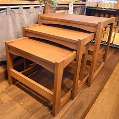 ●北欧ビンテージ風●未使用アウトレット！●チーク材　3連　ネスト...