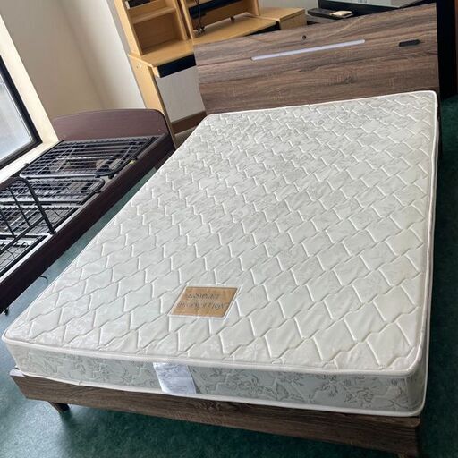 ダブルベッド ベッドフレーム マットレス 2点セット スイートデコレーション
