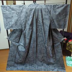 美品　本場大島紬　着物　花車文様　新品未使用