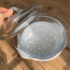 耐熱ガラス両手鍋2L　スチーマー付き　※2個目の画像