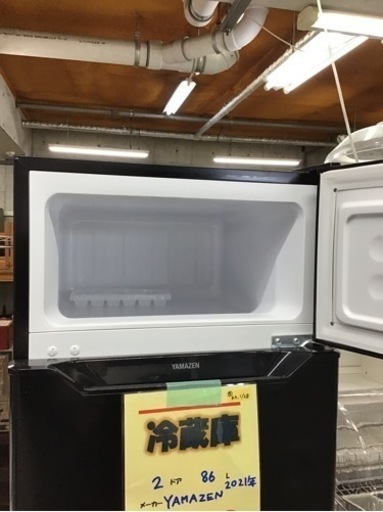 ●販売終了●冷蔵庫　２ドア　86L YAMAZEN 2021年製　中古品