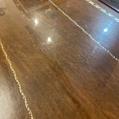 アンティーク ローテーブル レザー／ガラス 猫足