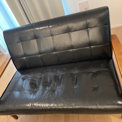 【中古】黒のレザーソファ
