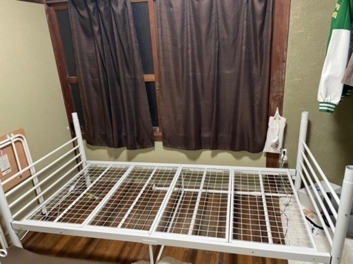 (引渡し済)パイプ2段ベット(白)【宇部市内(宇部市外要相談)＋1500円でお家まで運びます!!※詳しく↓】