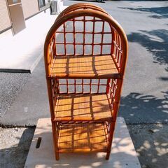 中古 収納棚 キャビネット 竹細工 竹網 飾り棚 小物入れ 竹網...
