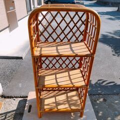 中古 収納棚 竹細工 竹網 キャビネット 飾り棚 小物入れ 竹網...