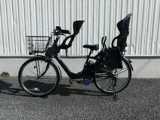 2016年モデル 子供乗せ3人乗り仕様! Panasonic ギュットアニーズF BE-ELMA63 マットナイト 8.0Ah 手元スイッチを新品に交換済み! フロントチャイルドシートとリヤチャイルドシートを付けました! 車体＆バッテリー極めて良好! 自576