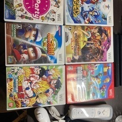 Wii本体、Wiiリモコン、ソフト6つ
