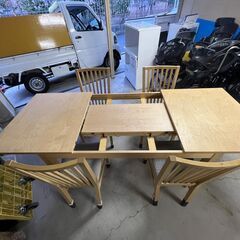 良品　ダイニングセット　木製　北欧　エクステンションテーブル　拡張　ダイニングテーブル　No.183の画像