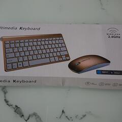 (新品ゴールド)ワイヤレスキーボード(英数)ワイヤレスマウスセットの画像