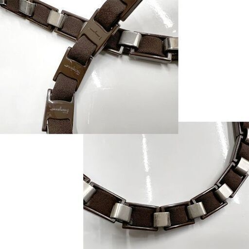 Salvatore Ferragamo フェラガモ D21 8801 ヴァラチェーン ナイロンキャンバス ワンショルダー バッグ ブラ